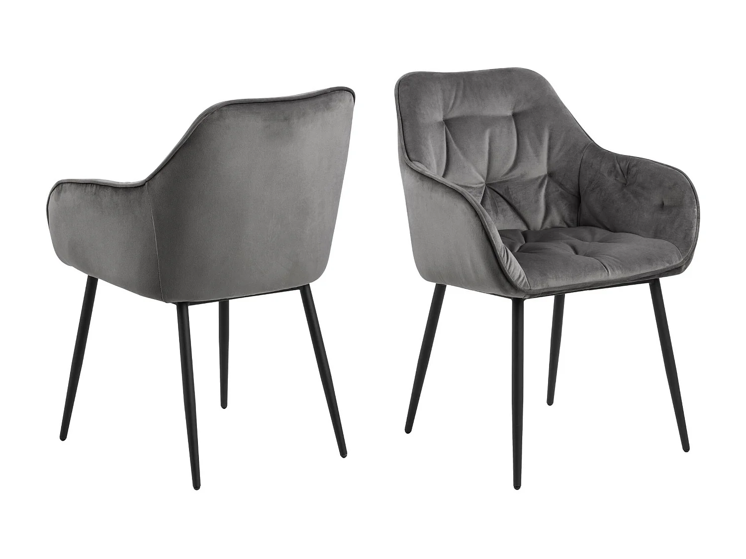 Fauteuil de salle à manger en velours et métal (lot de 2) - TERI