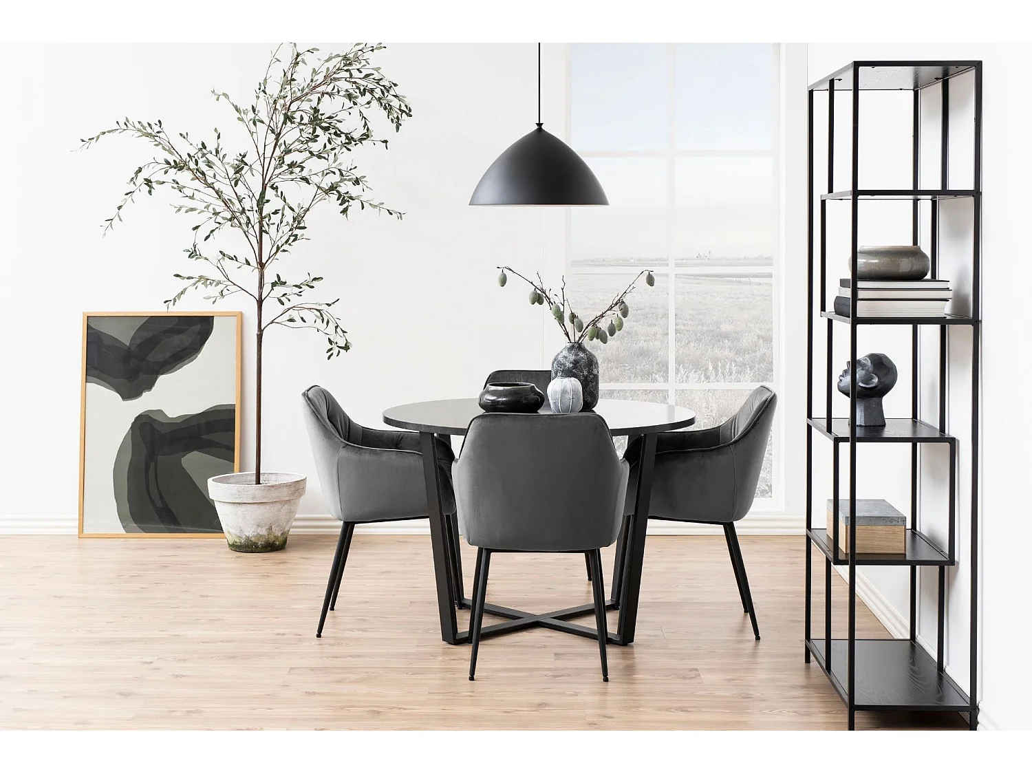 Fauteuil de salle à manger en velours et métal (lot de 2) - TERI