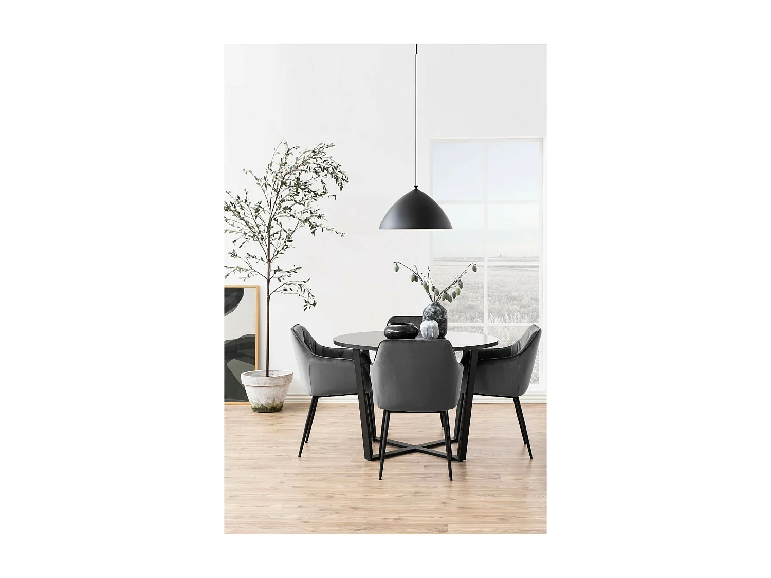 Fauteuil de salle à manger en velours et métal (lot de 2) - TERI