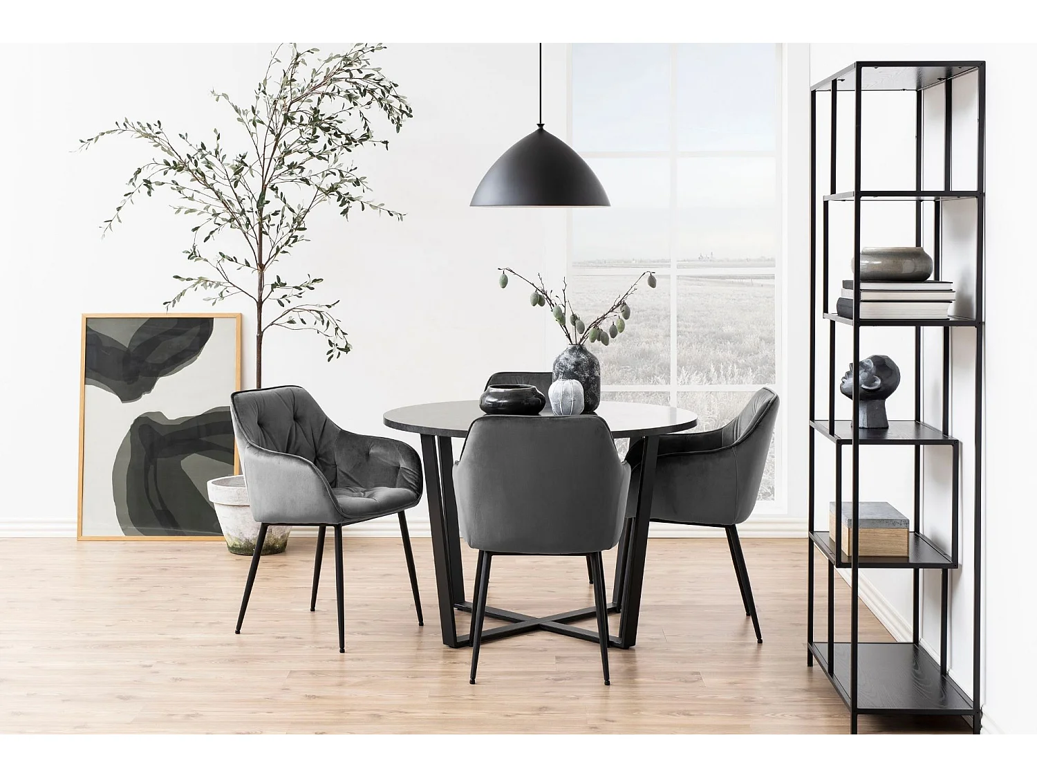 Fauteuil de salle à manger en velours et métal (lot de 2) - TERI