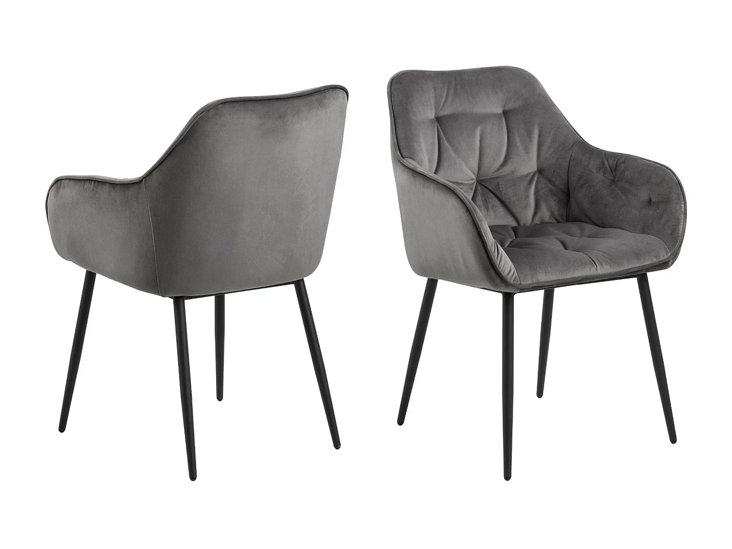 Fauteuil de salle à manger en velours et métal (lot de 2) - TERI