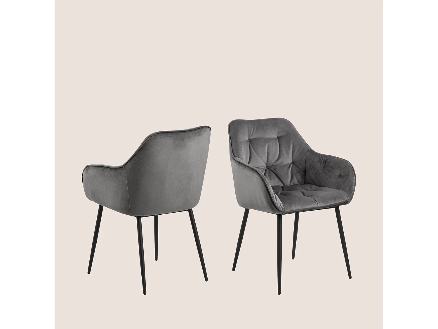 Fauteuil de salle à manger en velours et métal (lot de 2) - TERI