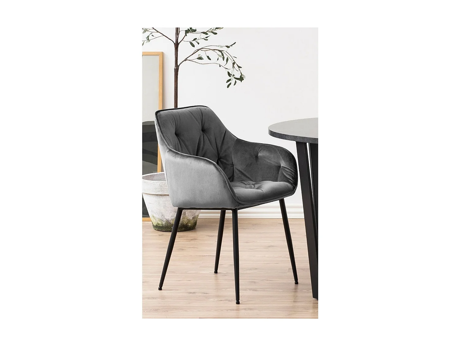 Fauteuil de salle à manger en velours et métal (lot de 2) - TERI