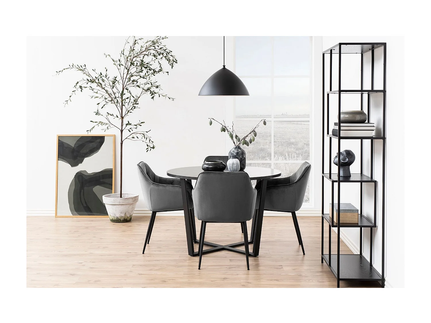 Fauteuil de salle à manger en velours et métal (lot de 2) - TERI