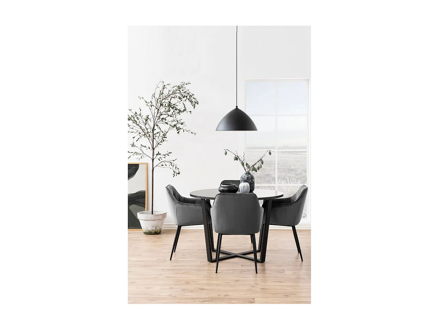 Fauteuil de salle à manger en velours et métal (lot de 2) - TERI