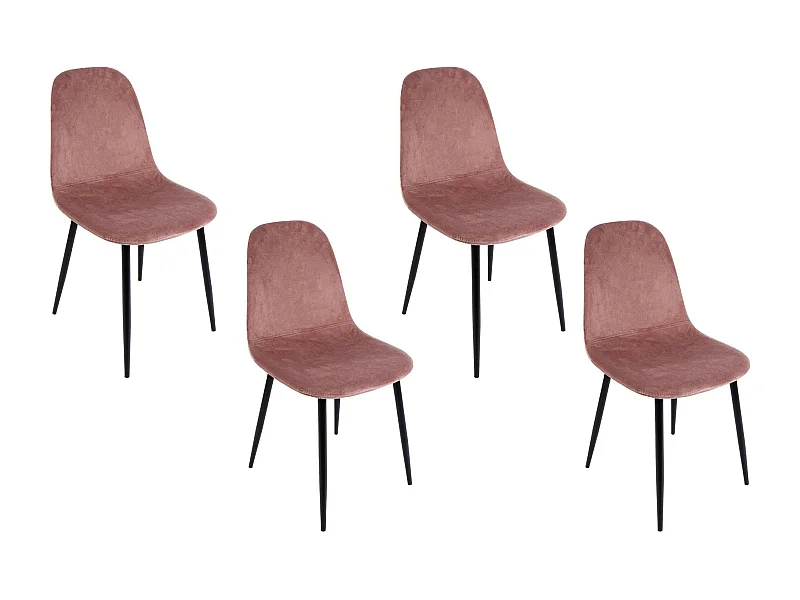 Chaise de salle à manger en velours et métal noir (lot de 4) - AURELIA