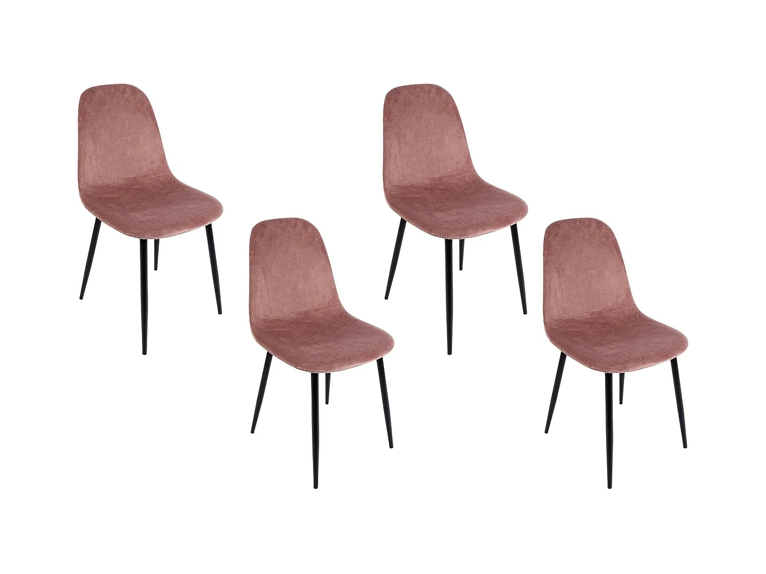 Chaise de salle à manger en velours et métal noir (lot de 4) - AURELIA