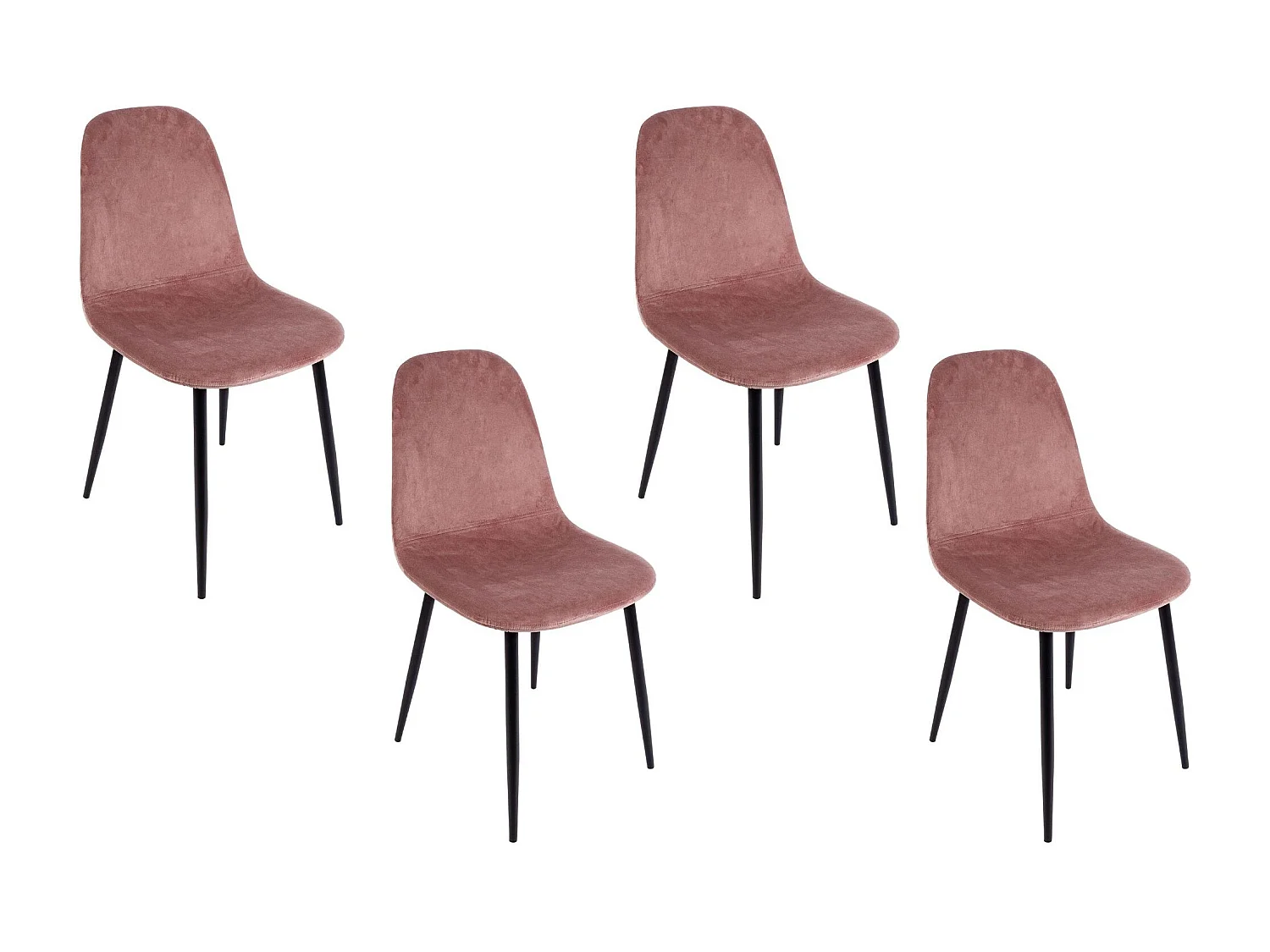 Chaise de salle à manger en velours et métal noir (lot de 4) - AURELIA