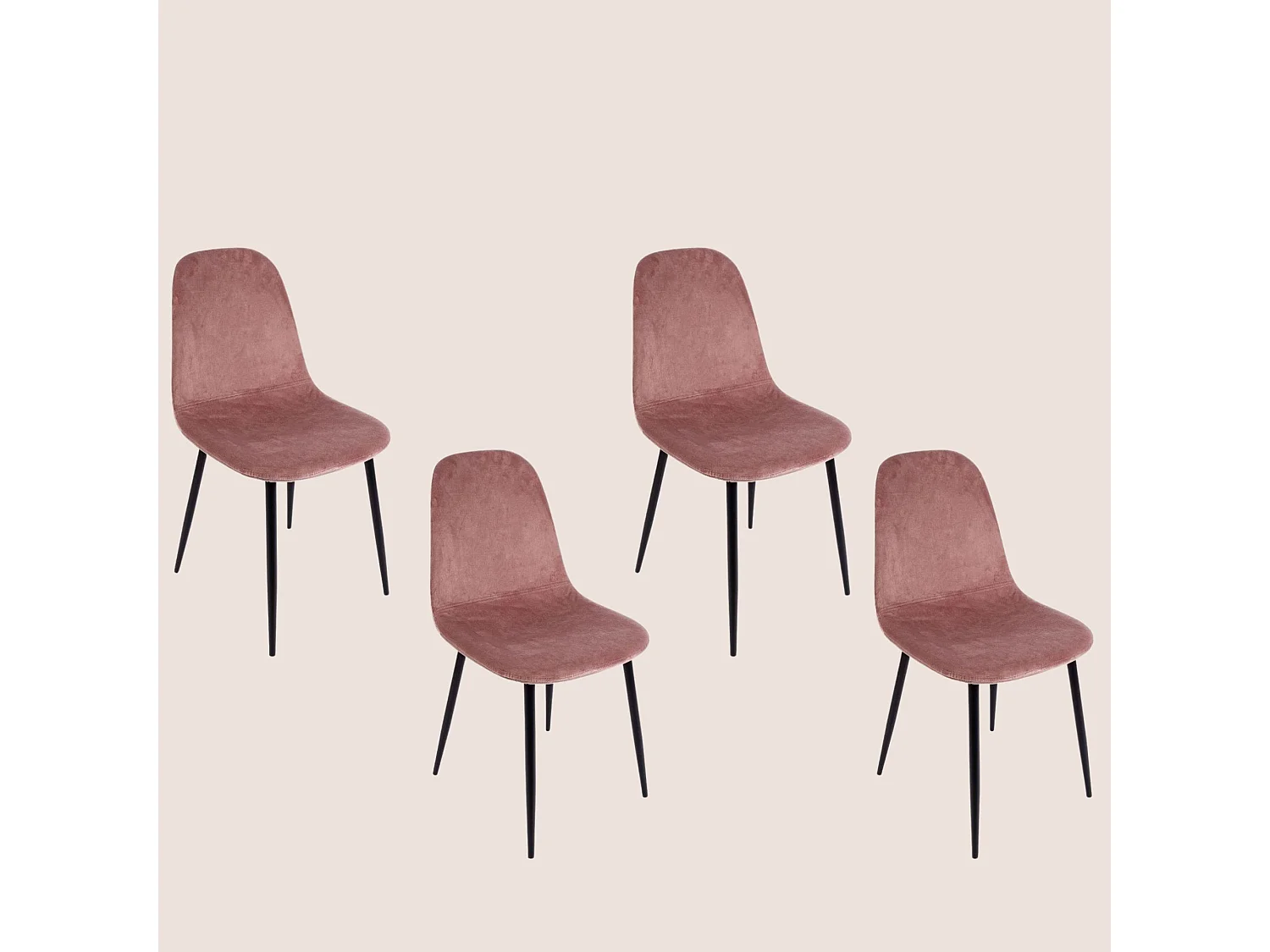 Chaise de salle à manger en velours et métal noir (lot de 4) - AURELIA