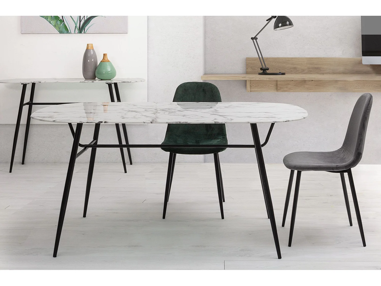 Chaise de salle à manger en velours et métal noir (lot de 4) - AURELIA