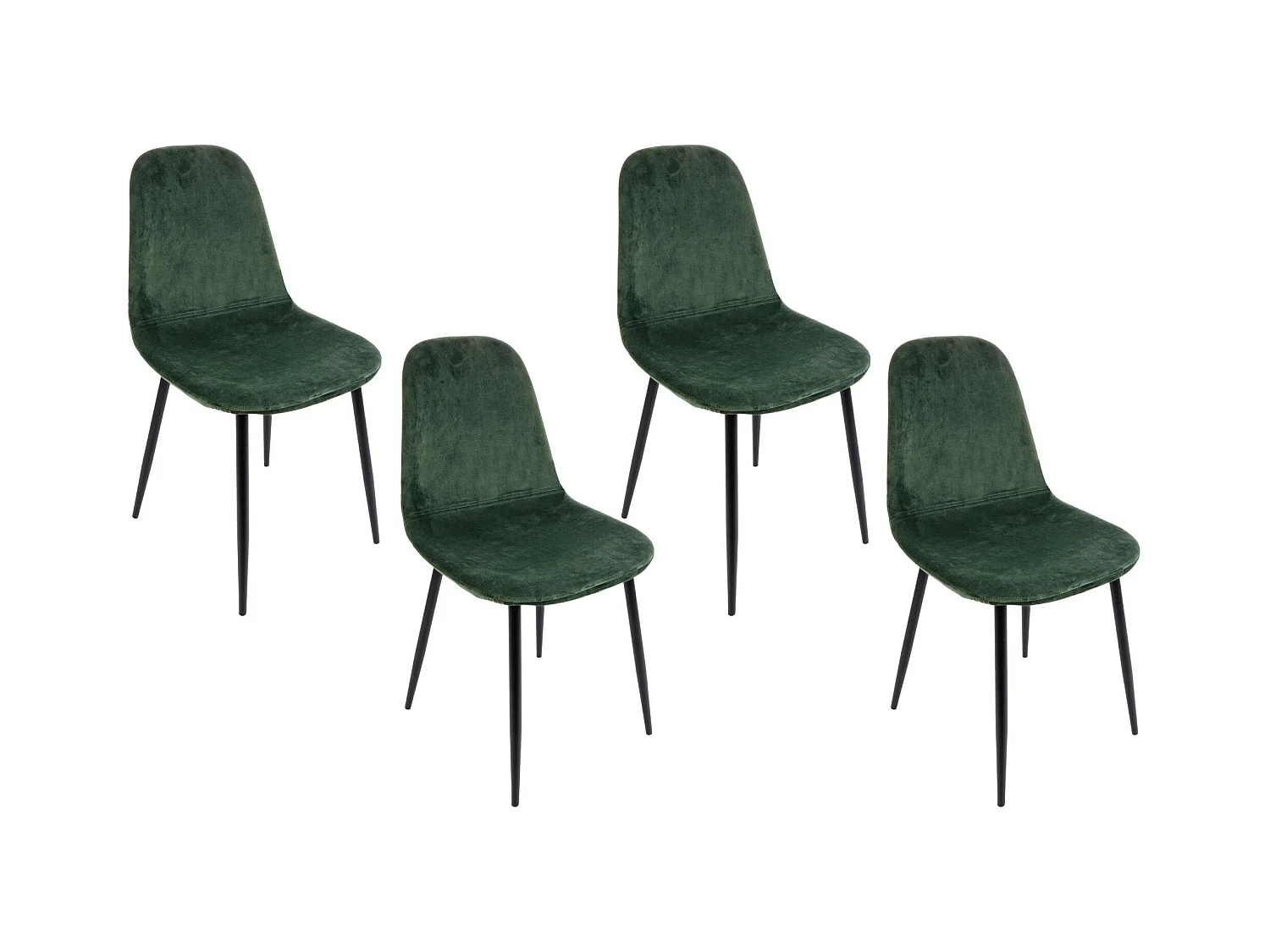 Chaise de salle à manger en velours et métal noir (lot de 4) - AURELIA