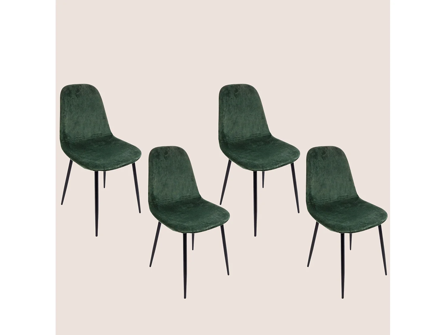 Chaise de salle à manger en velours et métal noir (lot de 4) - AURELIA