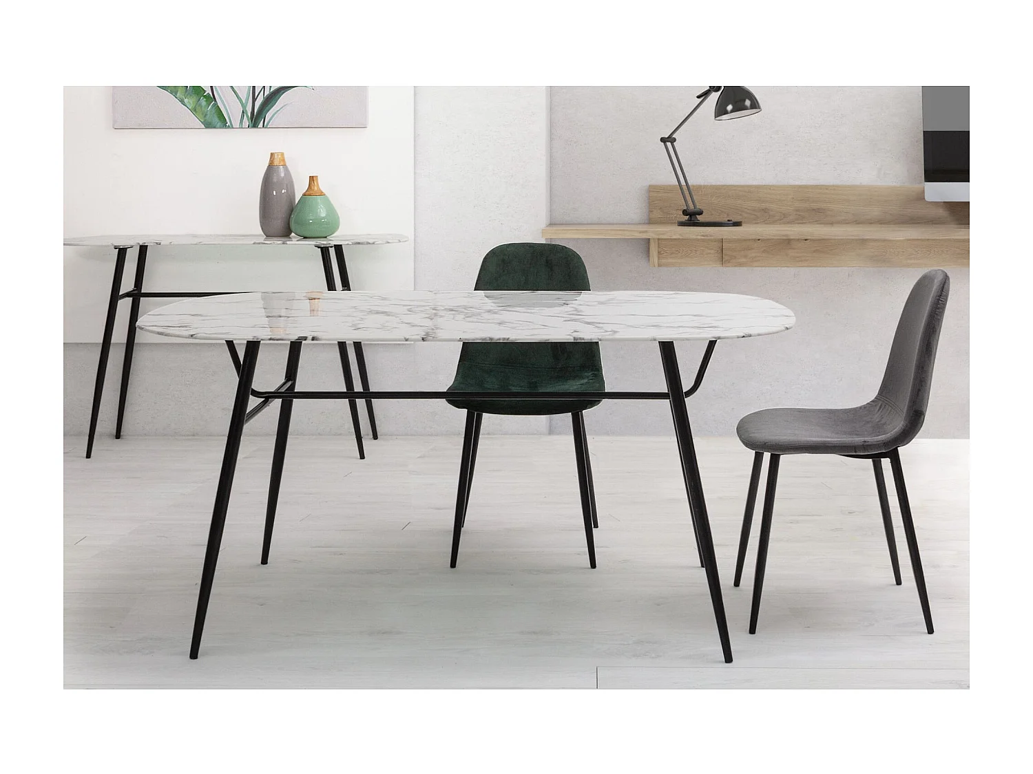 Chaise de salle à manger en velours et métal noir (lot de 4) - AURELIA