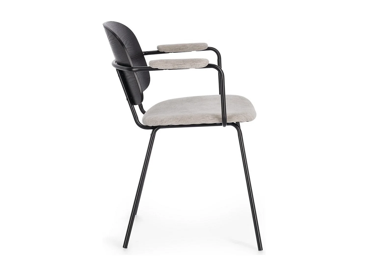 Set van 2 Serona stoelen met armleuningen - Elegantie en comfort in een retrostijl-Kleur Donkergrijs/natuur