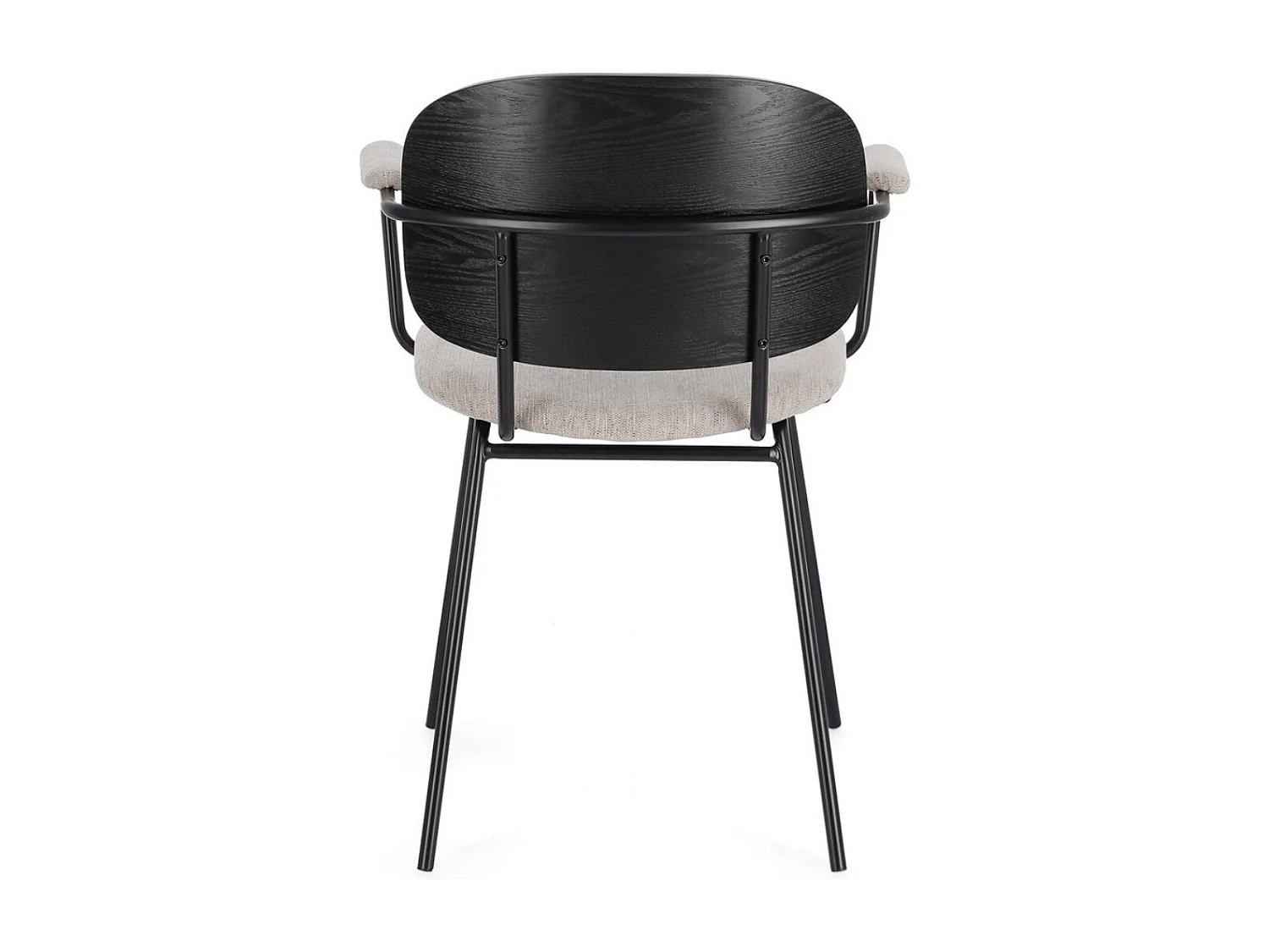 Set van 2 Serona stoelen met armleuningen - Elegantie en comfort in een retrostijl-Kleur Donkergrijs/natuur