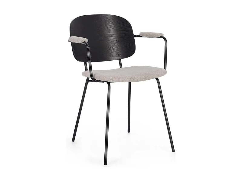 Lot de 2 chaises avec accoudoirs Serona - Élégance et confort au style rétro-Couleur Gris foncé/Naturel