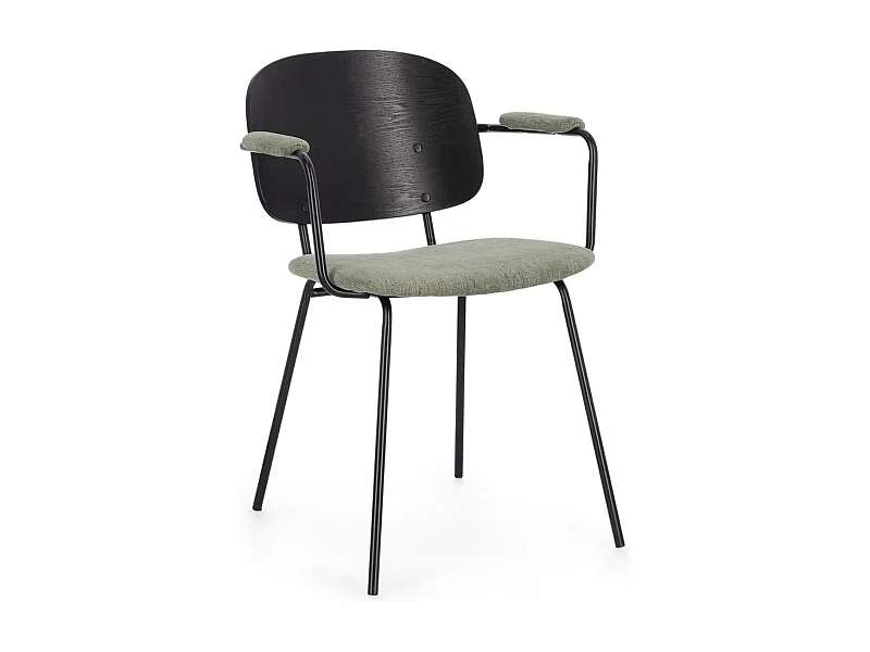 Lot de 2 chaises avec accoudoirs Serona - Élégance et confort au style rétro-Couleur Gris foncé/Vert