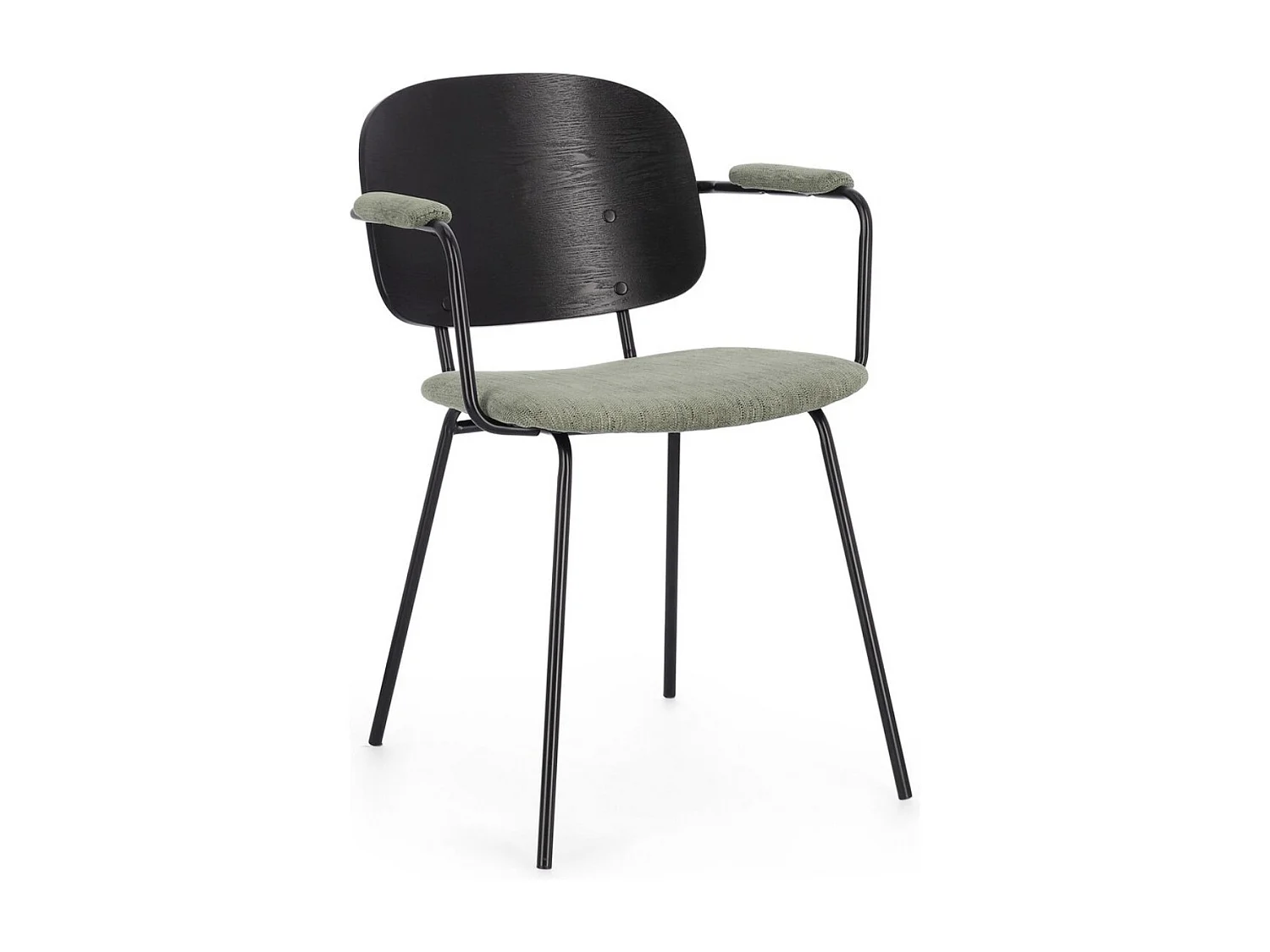 Lot de 2 chaises avec accoudoirs Serona - Élégance et confort au style rétro-Couleur Gris foncé/Vert