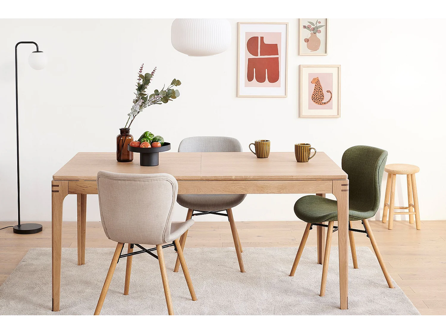 Chaises tissu et bois chêne (lot de 2) - MATILDA