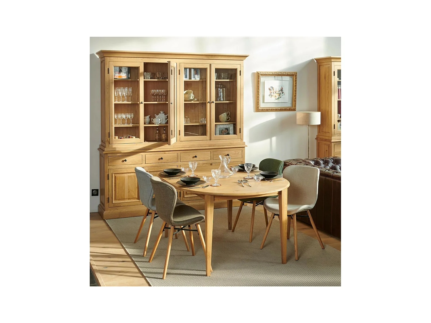 Chaises tissu et bois chêne (lot de 2) - MATILDA