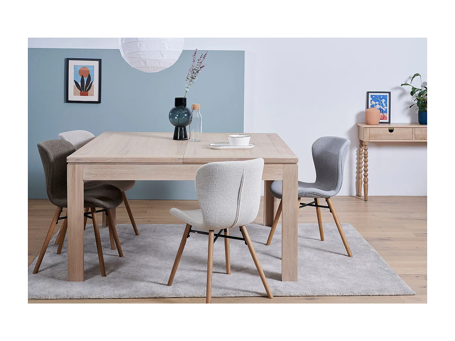 Chaises tissu et bois chêne (lot de 2) - MATILDA