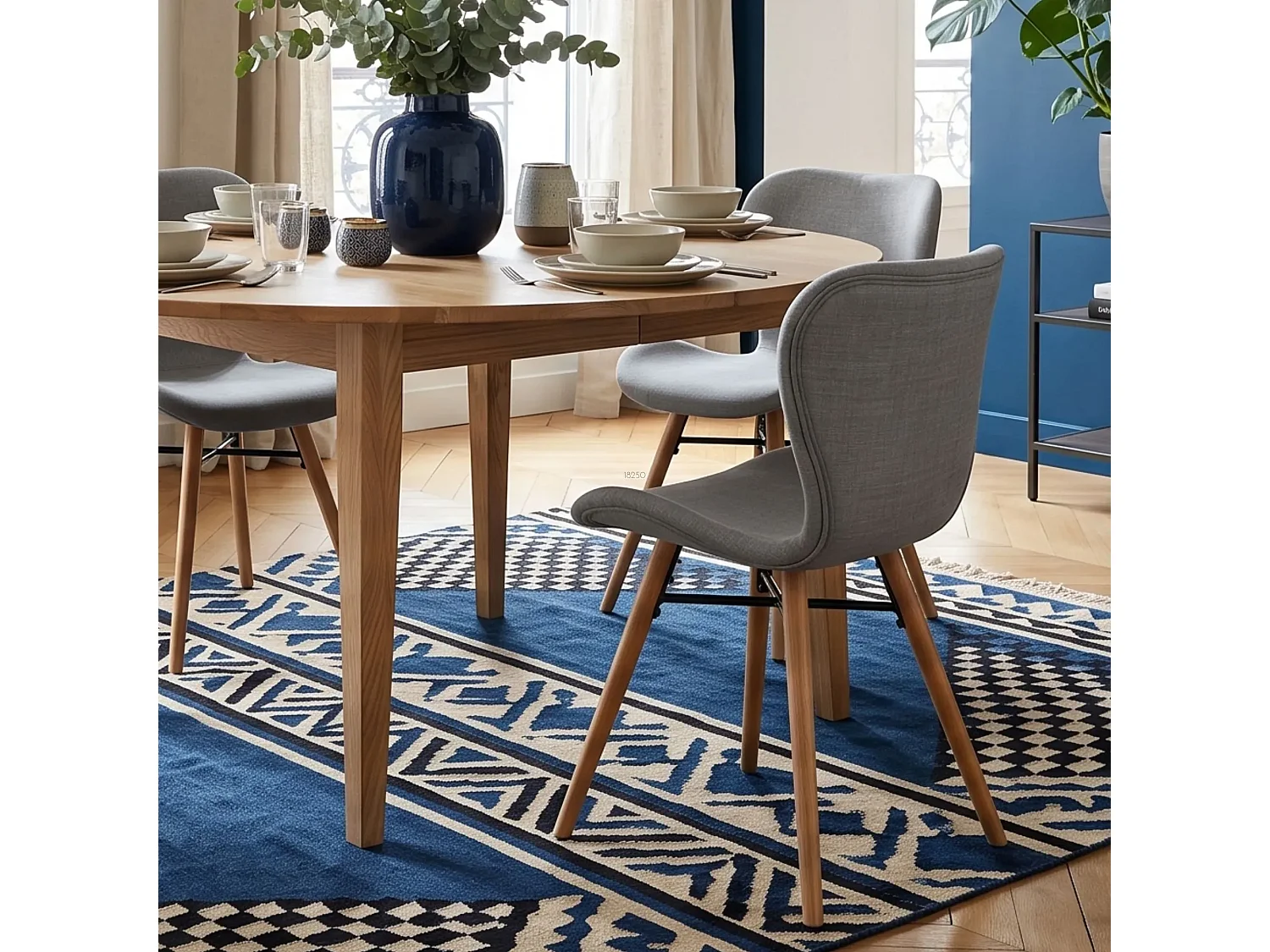 Chaises tissu et bois chêne (lot de 2) - MATILDA