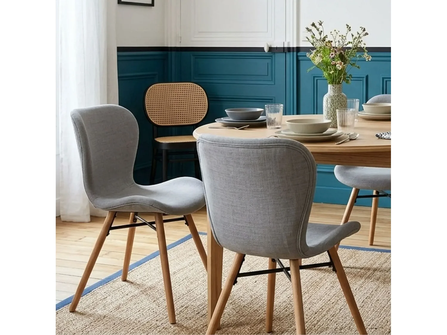 Chaises tissu et bois chêne (lot de 2) - MATILDA