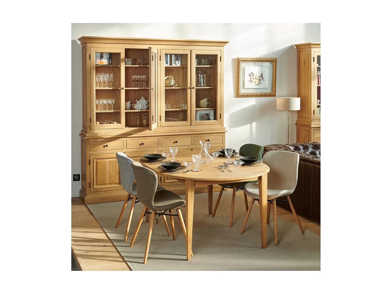 Chaises tissu et bois chêne (lot de 2) - MATILDA