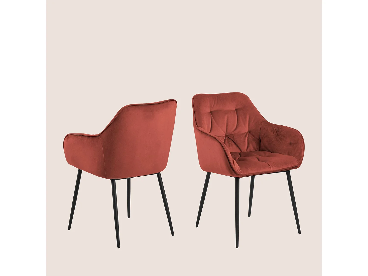 Fauteuil de salle à manger en velours et métal (lot de 2) - TERI