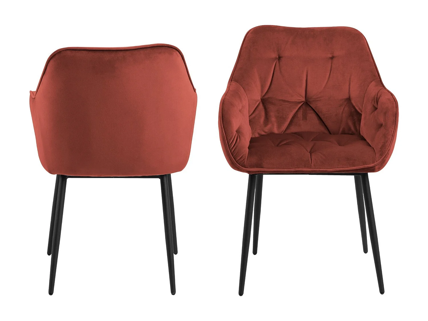Fauteuil de salle à manger en velours et métal (lot de 2) - TERI