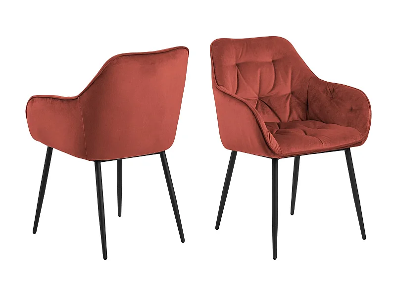 Fauteuil de salle à manger en velours et métal (lot de 2) - TERI