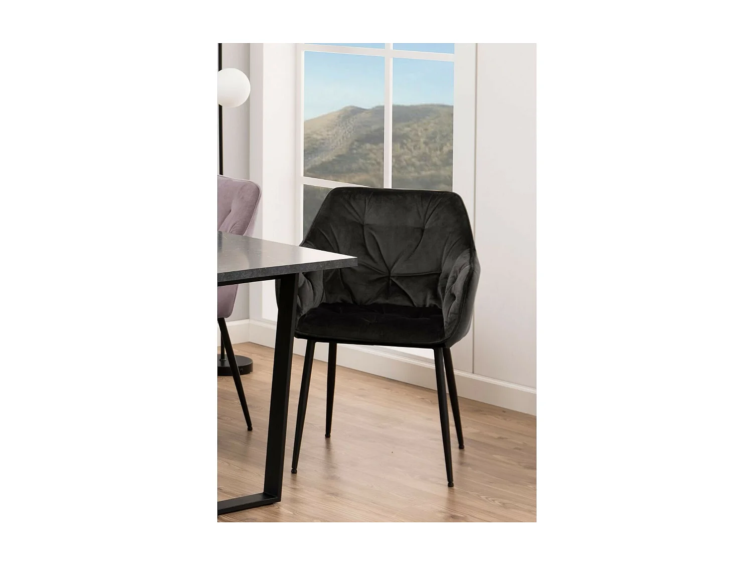Fauteuil de salle à manger en velours et métal (lot de 2) - TERI