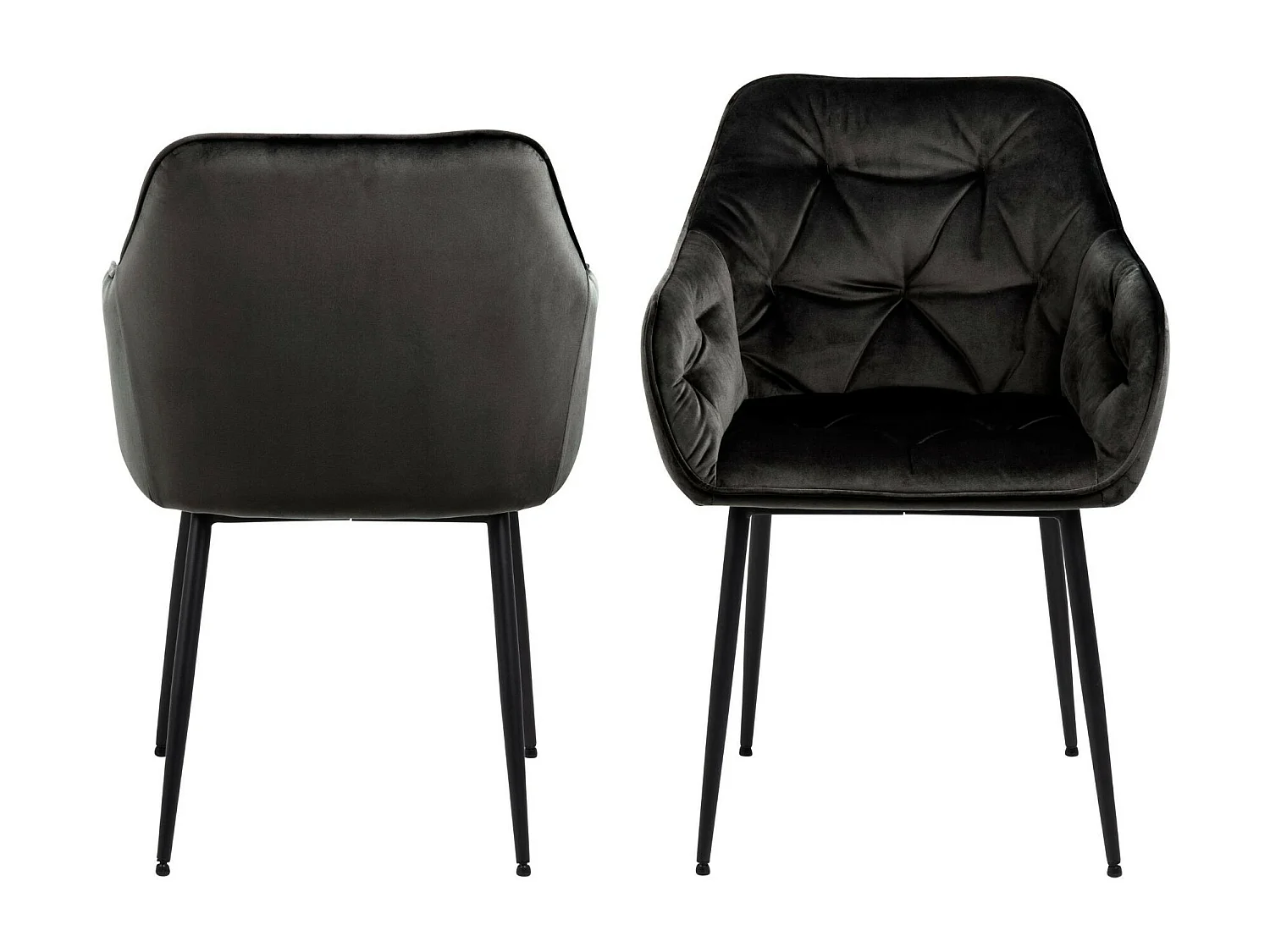 Fauteuil de salle à manger en velours et métal (lot de 2) - TERI