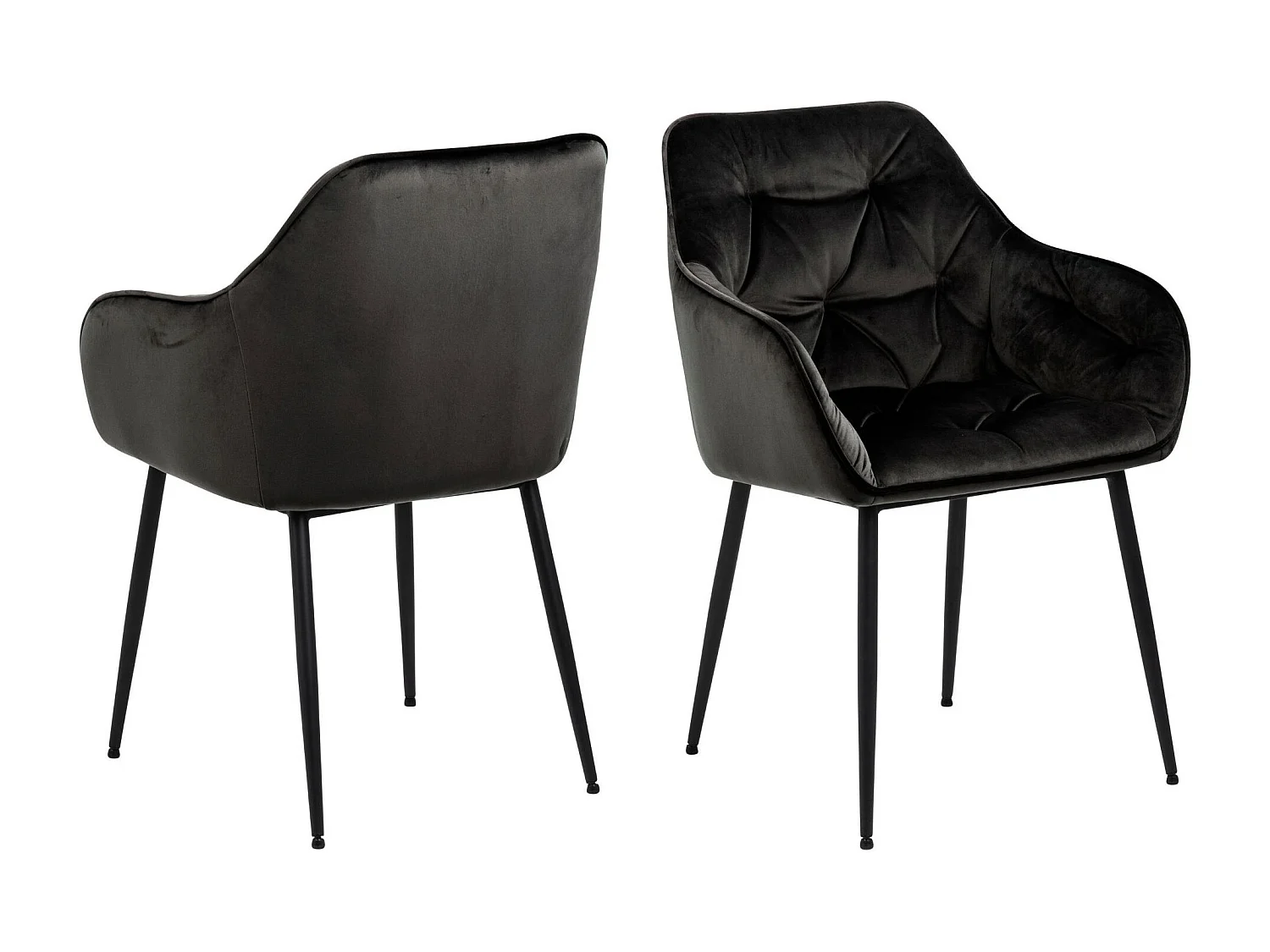 Fauteuil de salle à manger en velours et métal (lot de 2) - TERI