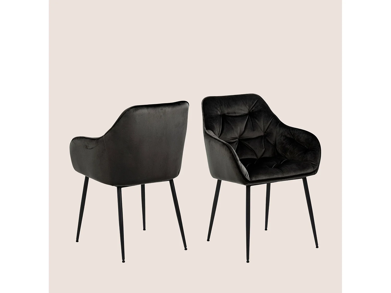Fauteuil de salle à manger en velours et métal (lot de 2) - TERI