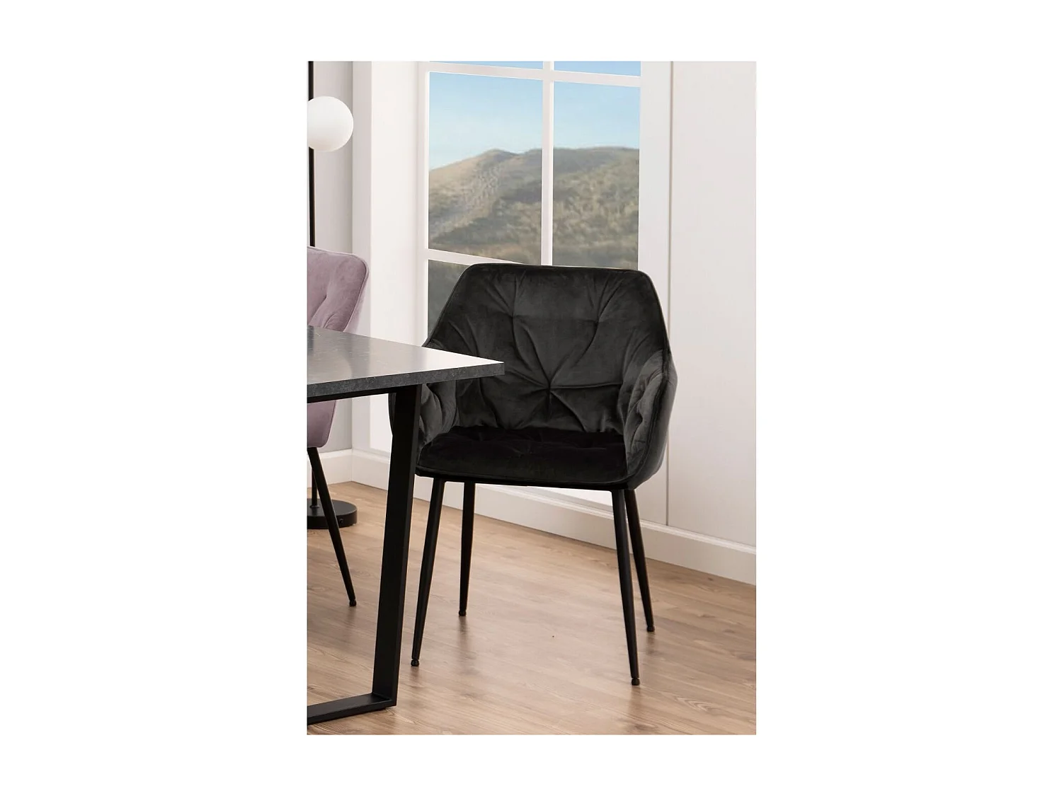 Fauteuil de salle à manger en velours et métal (lot de 2) - TERI