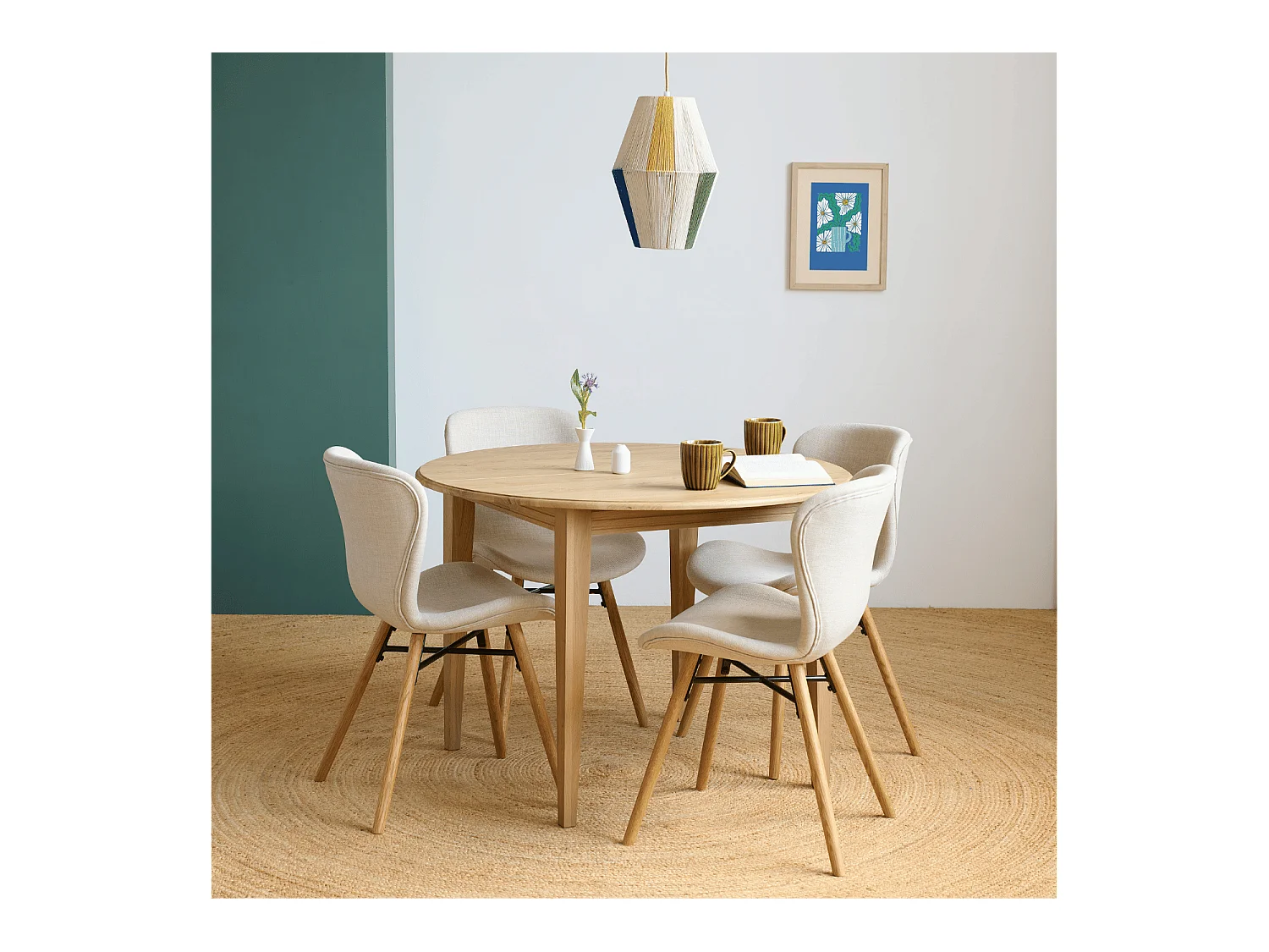 Chaises tissu et bois chêne (lot de 2) - MATILDA