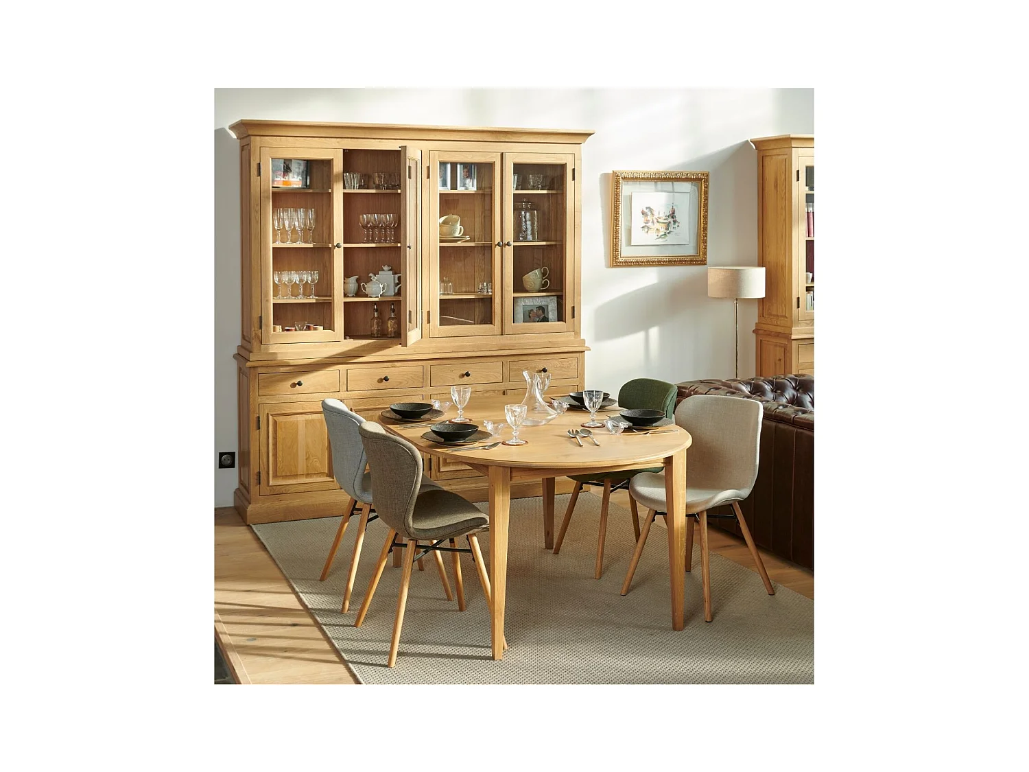 Chaises tissu et bois chêne (lot de 2) - MATILDA