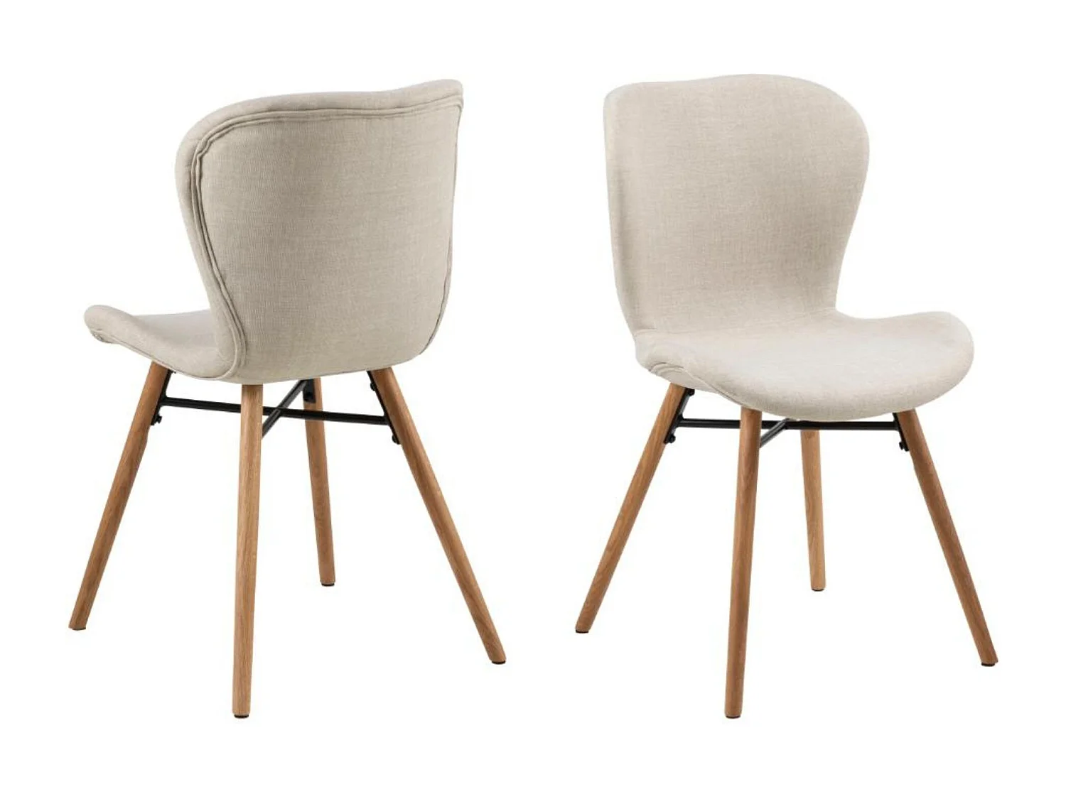 Chaises tissu et bois chêne (lot de 2) - MATILDA