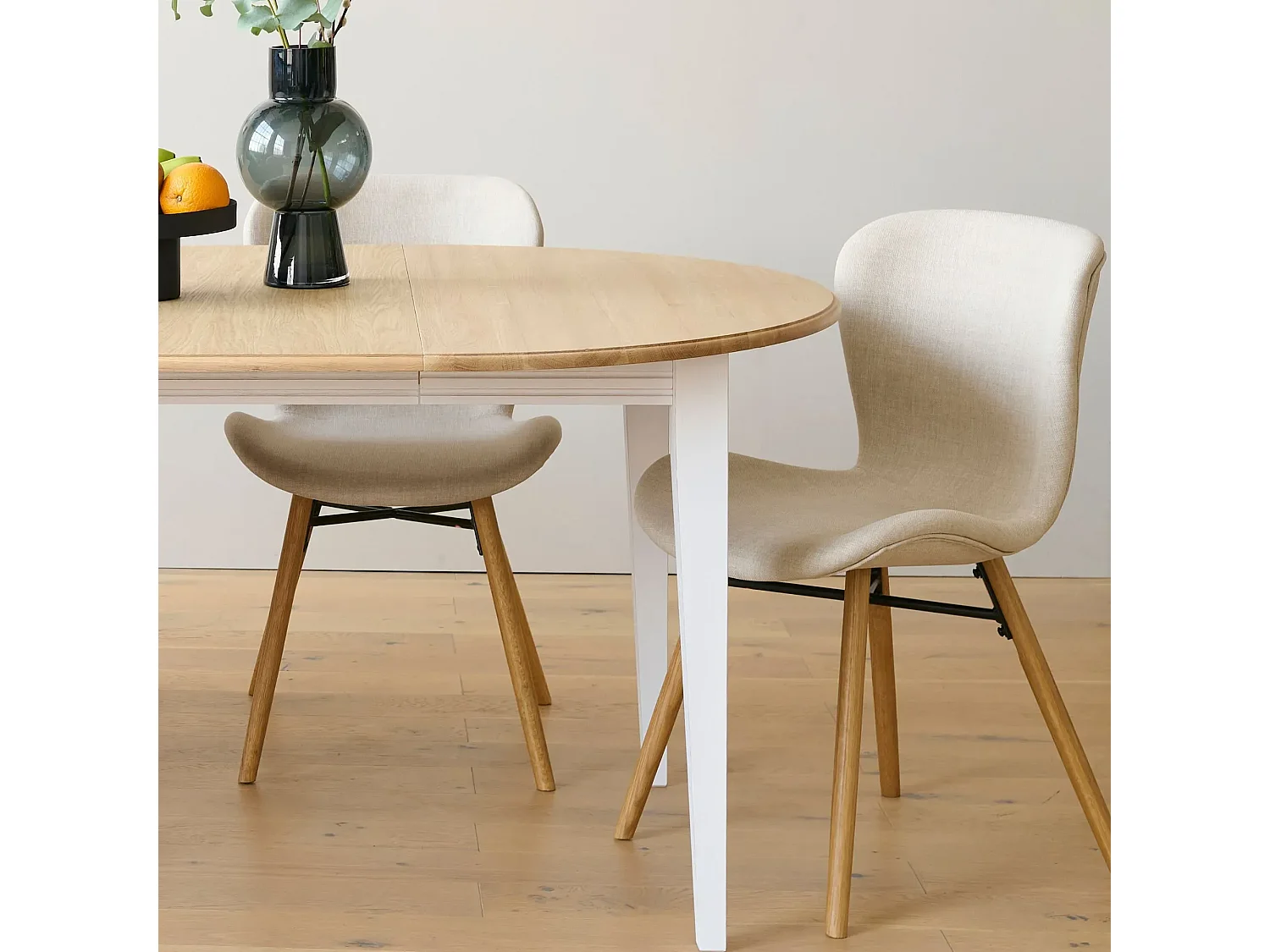 Chaises tissu et bois chêne (lot de 2) - MATILDA