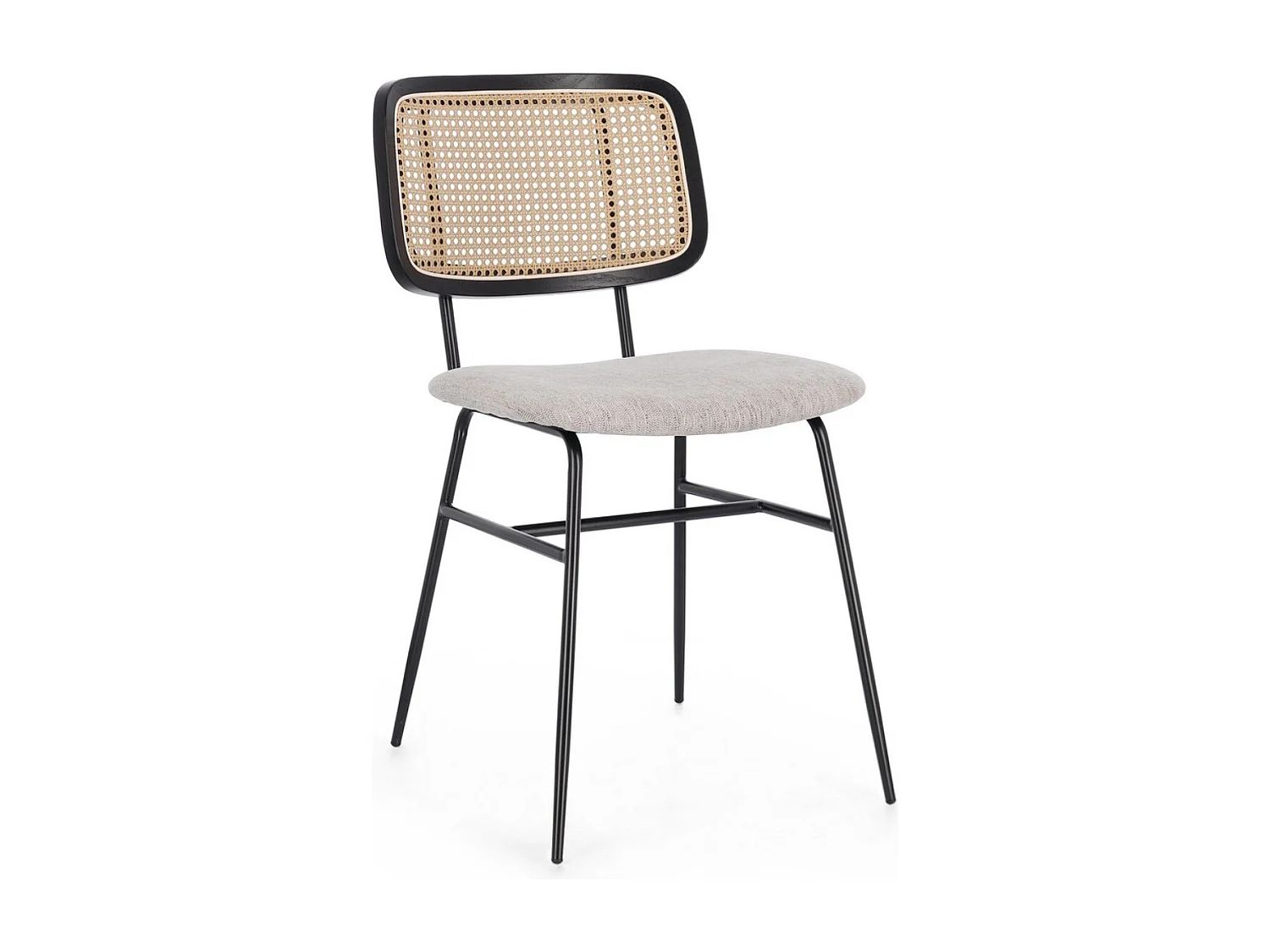 Lot de 2 chaises Gleny - Structure acier noir et assise velours-Couleur Beige