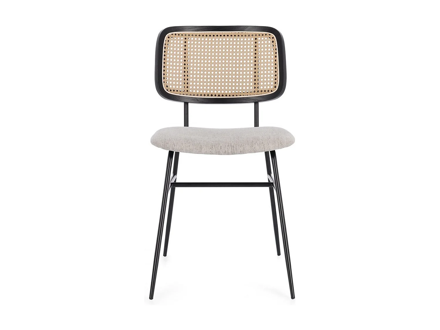 Lot de 2 chaises Gleny - Structure acier noir et assise velours-Couleur Beige