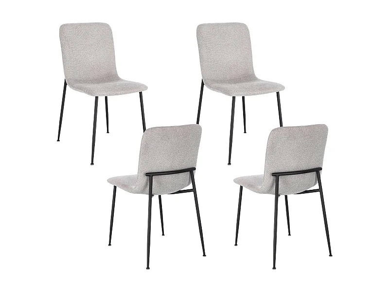 Chaises design en tissu et pieds en métal noir (lot de 4) - BREDA