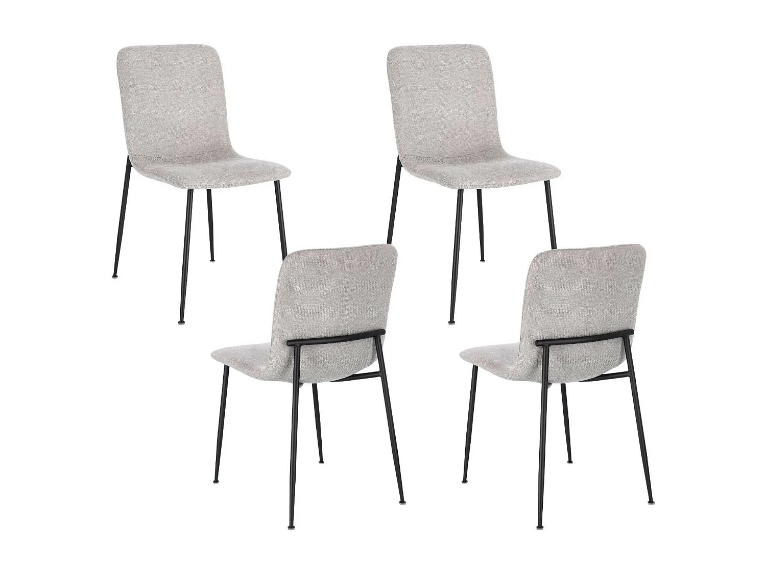 Chaises design en tissu et pieds en métal noir (lot de 4) - BREDA