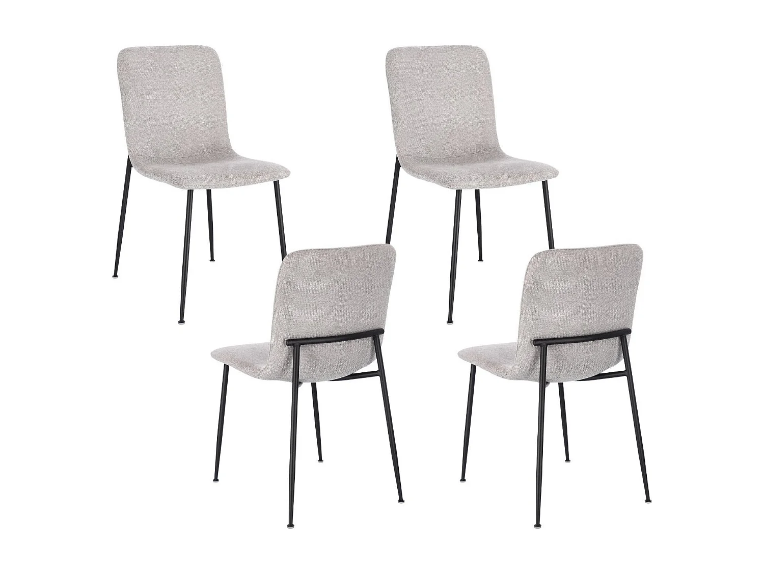 Chaises design en tissu et pieds en métal noir (lot de 4) - BREDA