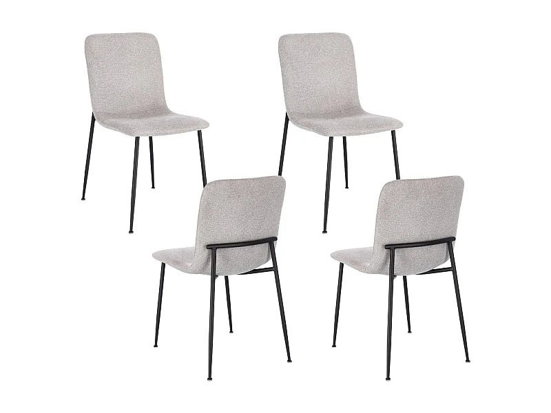 Chaises design en tissu et pieds en métal noir (lot de 4) - BREDA