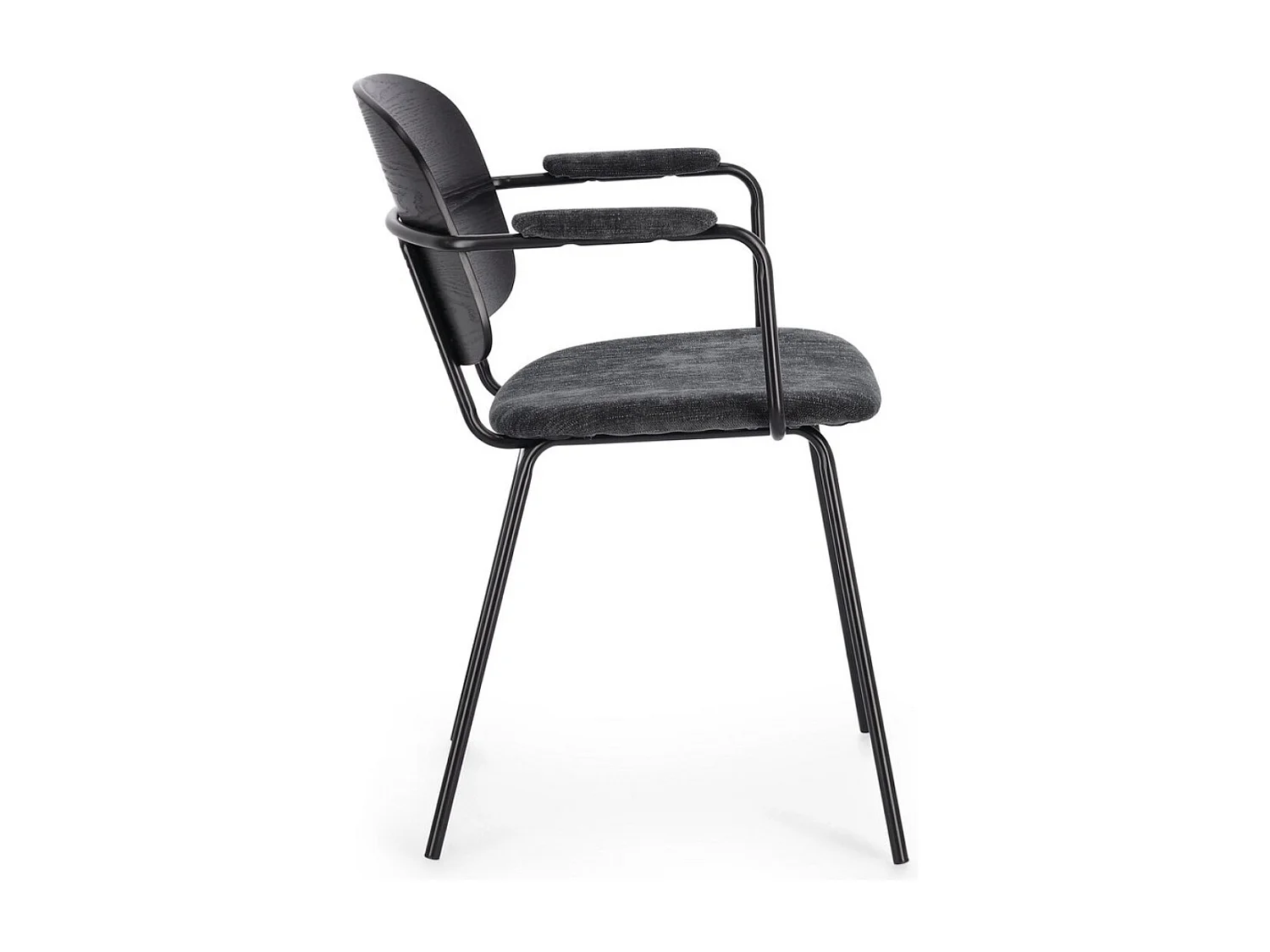 Lot de 2 chaises avec accoudoirs Serona - Élégance et confort au style rétro-Couleur Gris foncé/Gris foncé