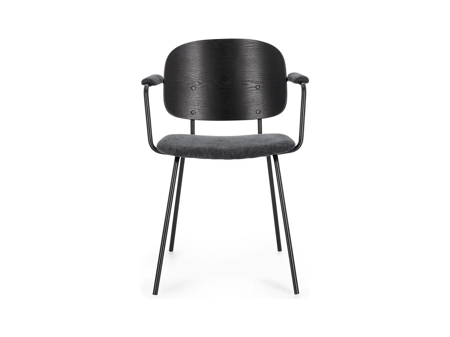 Lot de 2 chaises avec accoudoirs Serona - Élégance et confort au style rétro-Couleur Gris foncé/Gris foncé