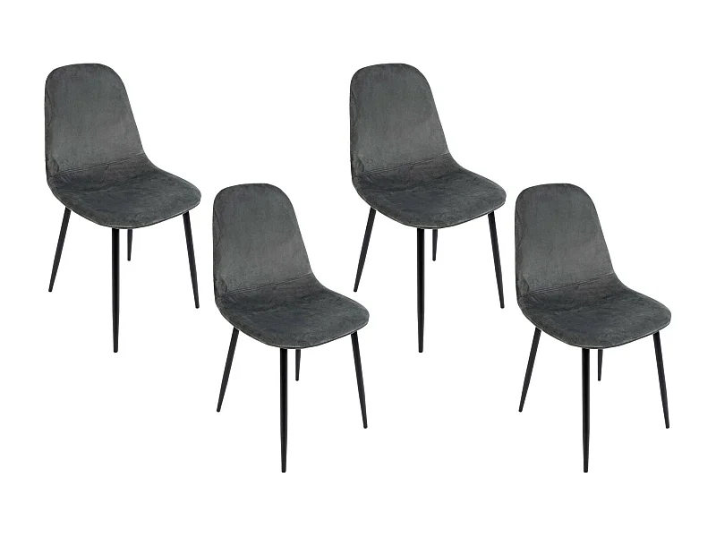 Chaise de salle à manger en velours et métal noir (lot de 4) - AURELIA