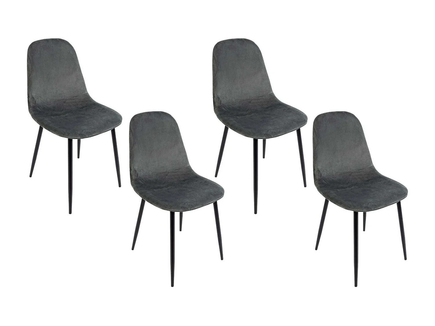Chaise de salle à manger en velours et métal noir (lot de 4) - AURELIA
